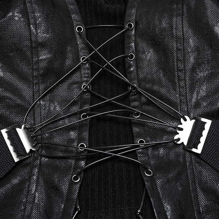 Black Tube Punk Drawstring Top