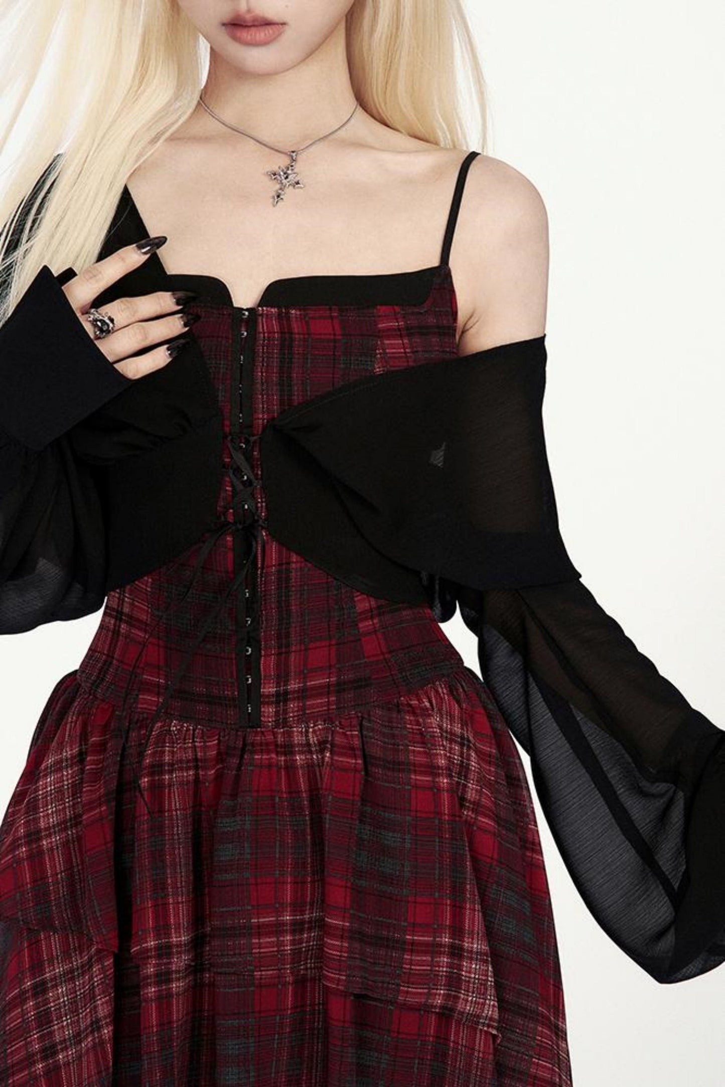 Unregelmäßiges Slingkleid mit Karomuster