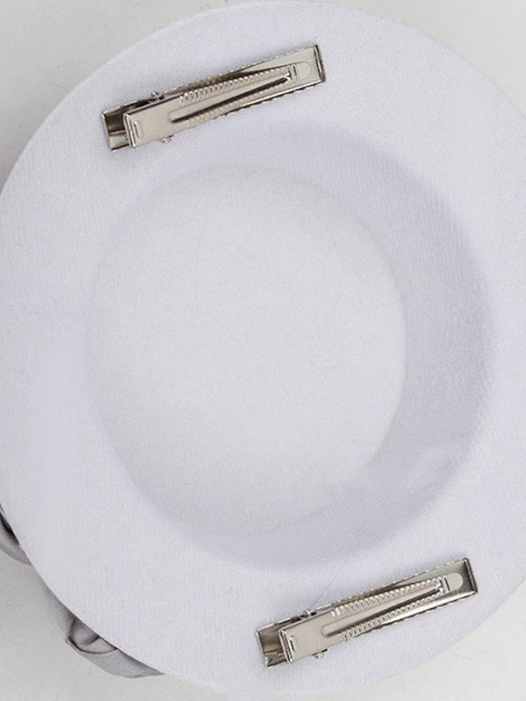 Hat Mini Pearl Rose Crisscross With Clips Gray