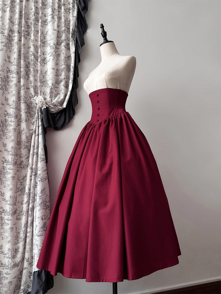 Lolita Waist Skirt High Gothic Boned Red Aristocrat