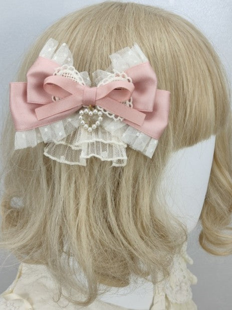 Herz Haarspange Rosa Dekoration Borte Dusty Bow Spitze