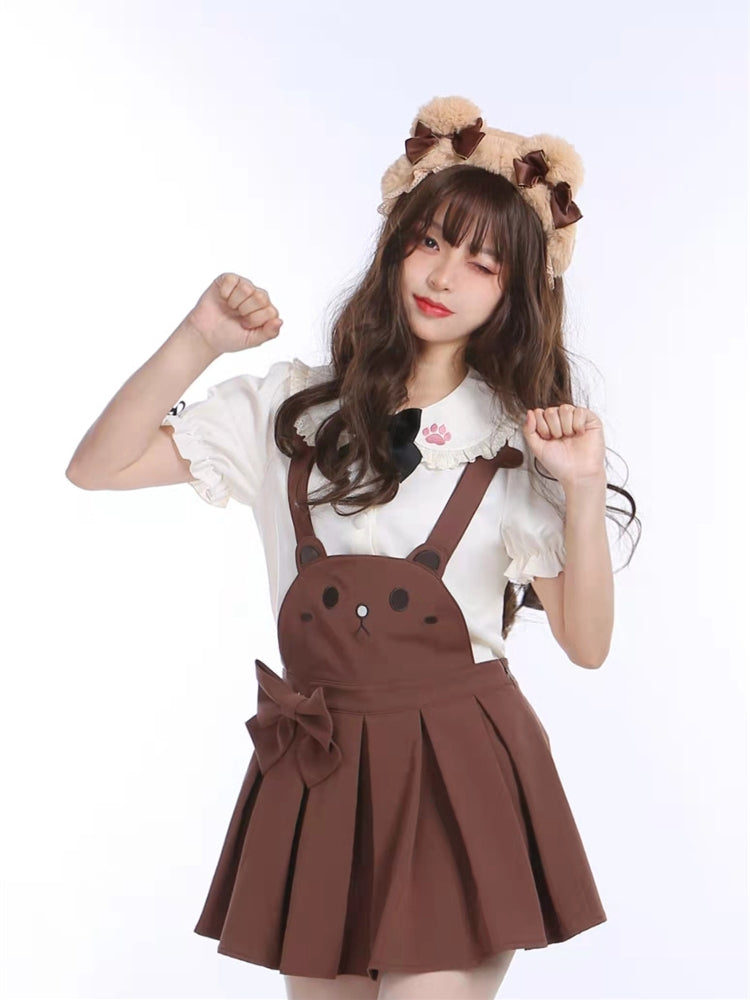 Shorts Bunny/Brown Bear Overalls Bubble Pink