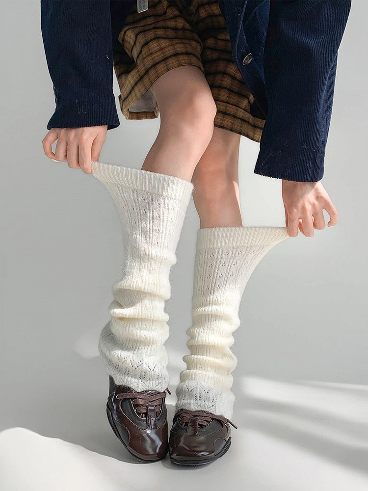 Colors) Knit Ribbed Slouchy Warmers (6 Leg Stirrup