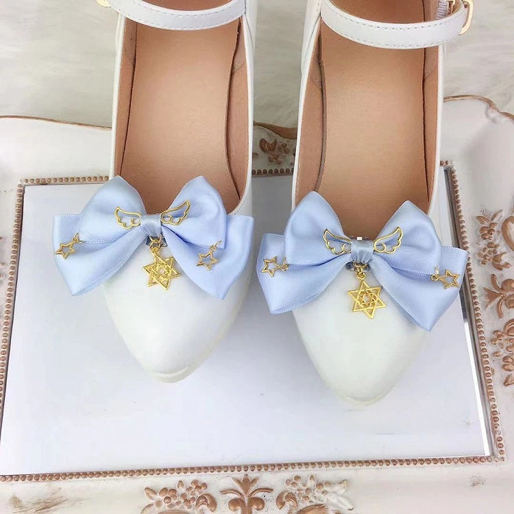 Celestial Angel Wing Clips (Pair) Star Shoe Satin