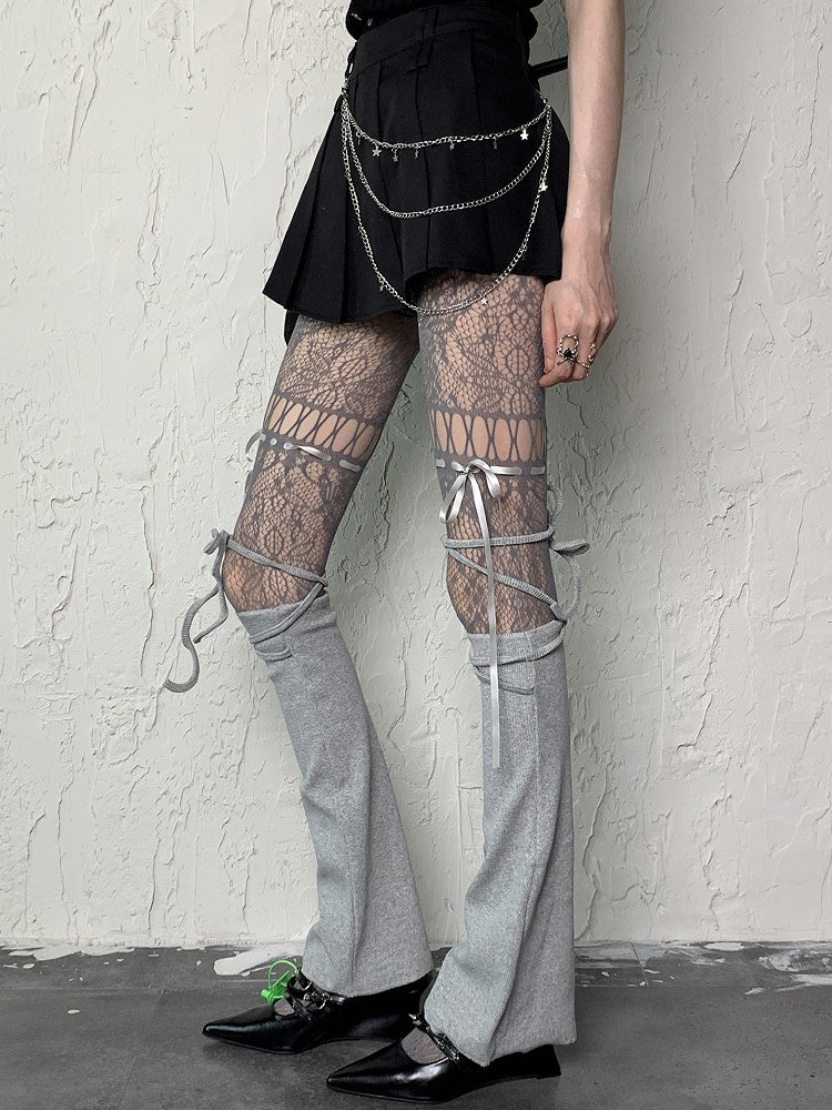 Graue Beinbänder zum Selbstbinden Y2K-Ärmel