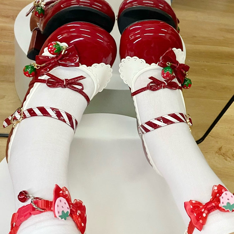 Theme Heeled Wine 2cm/4.5cm Janes Strawberry Sweet - Lolita Red Mary