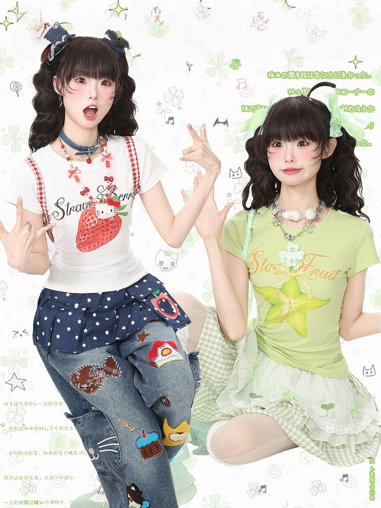 Green Star Fruit Print Tee - Languid Park