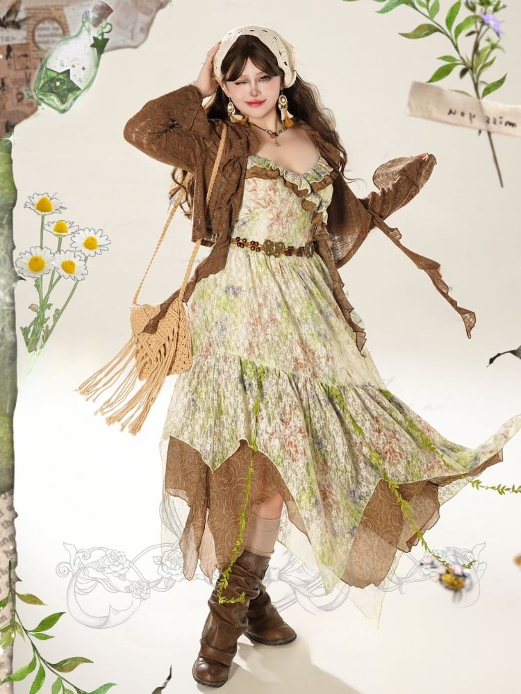 プラスサイズのブラウンカーディガン