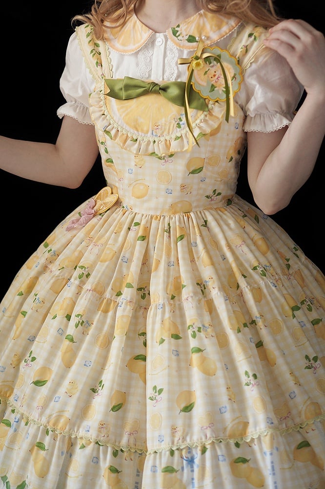 Lemon Lolita and Jumper Gingham Print Skirt Dress Yellow Chick