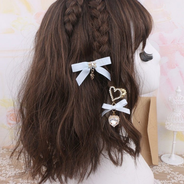Options 5 Kei Bowknot Color Rhinestone Jirai Heart Hairclip
