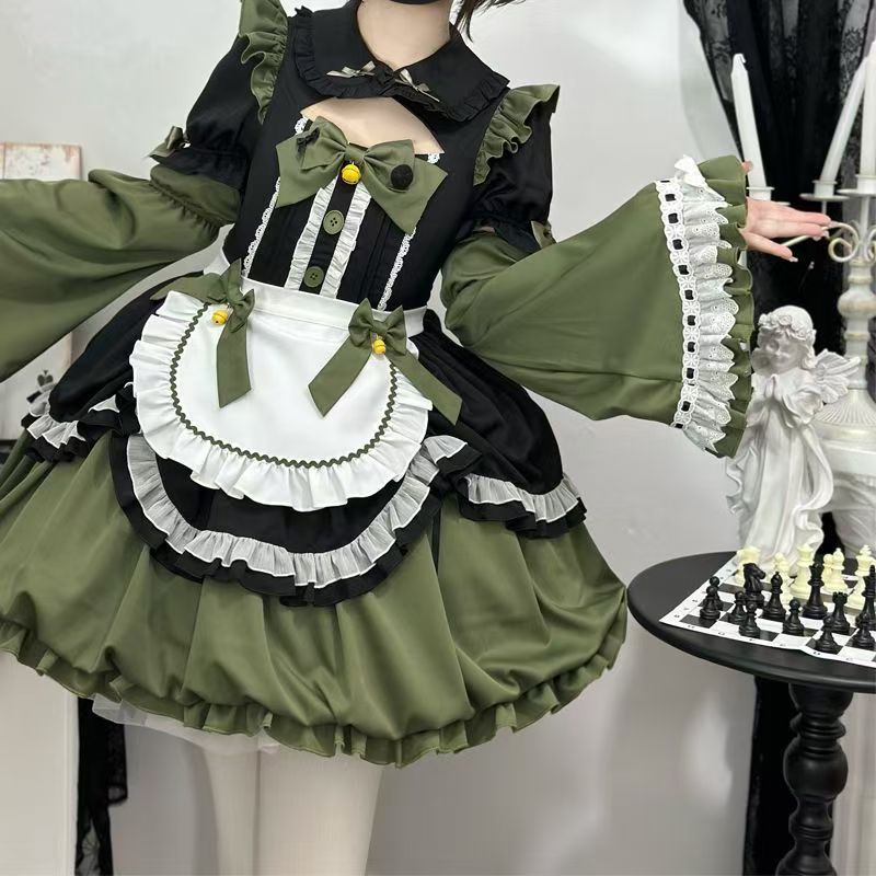 Oath Maid Purple Bubble Sleeve Sweet Lolita OP Dress Plus Size