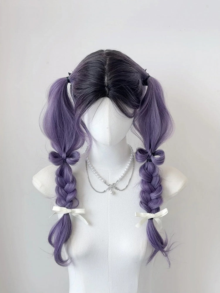 Bangs with Purple 70CM Dusty Curtain Wig Wavy
