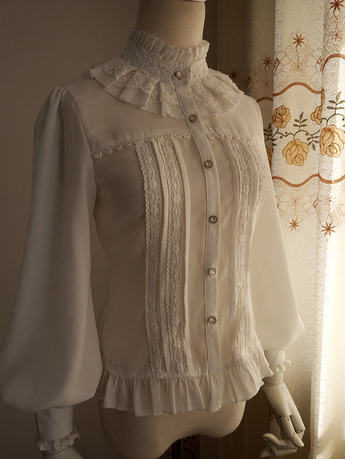 Vintage High Neck Puff Sleeve Lolita Top