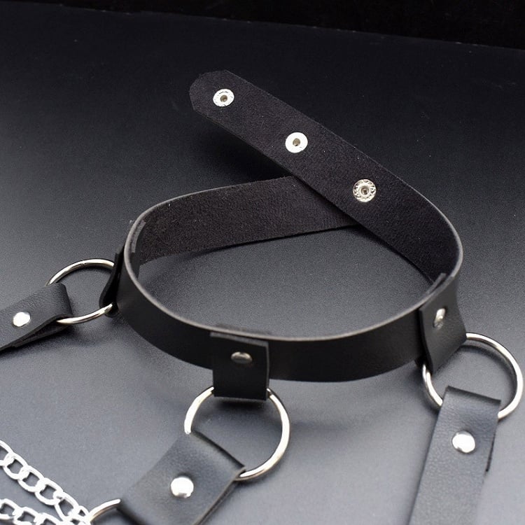 Kette mit schwarzem Gürtel Brust Taille Cyberpunk