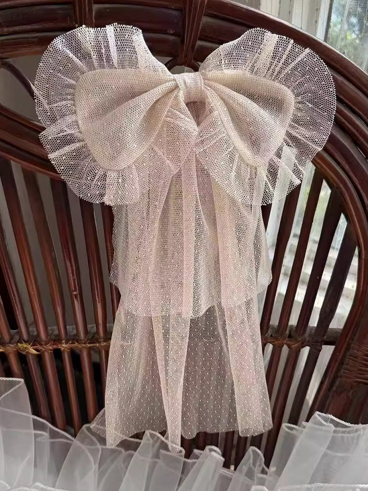 Beige Bow Lolita Tulle Hairclip