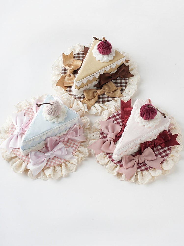 Sweet Lolita Coffee Bow Red Cherry Triangular Cake Mini Hat
