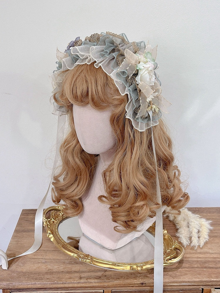 Floral Design and Bowknot Green Hairband