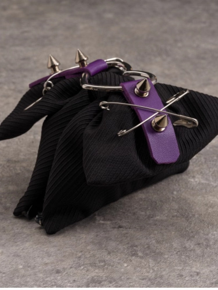 Heart Claw Black Studs With And Buckle Pins Clip Purple