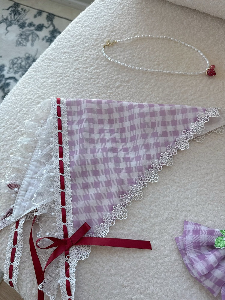 Pink / Red / Black / Blue / Purple Gingham Triangle Scarf