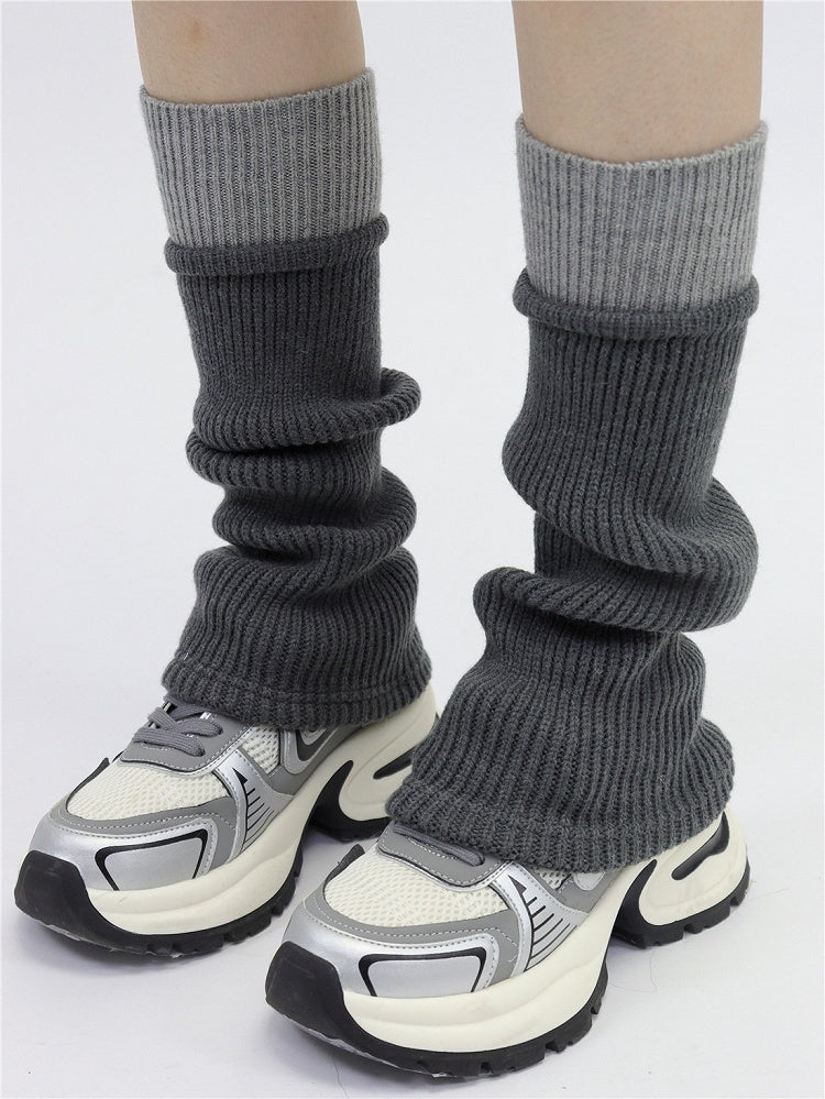 5 Mid-calf Design Colors Colorblock Knit Leg Warmers