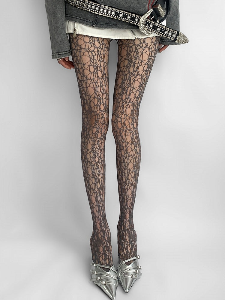 4 Fishnet with Cutout Asymmetric Tights Colors Design