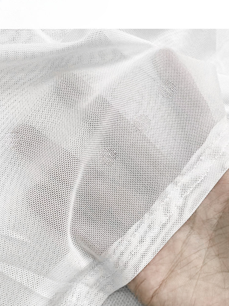 Y2K White Semi-Sheer Mock Neck Butterfly Glamorous Slim-fitting Top