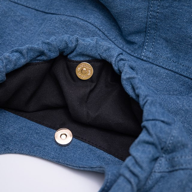 Denim Capacity Tote Shoulder Bag With Adjustable Braided Strap Blue Large