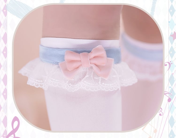 Blaues und rosa Bowknots Top Rock Cosplay Kostüm