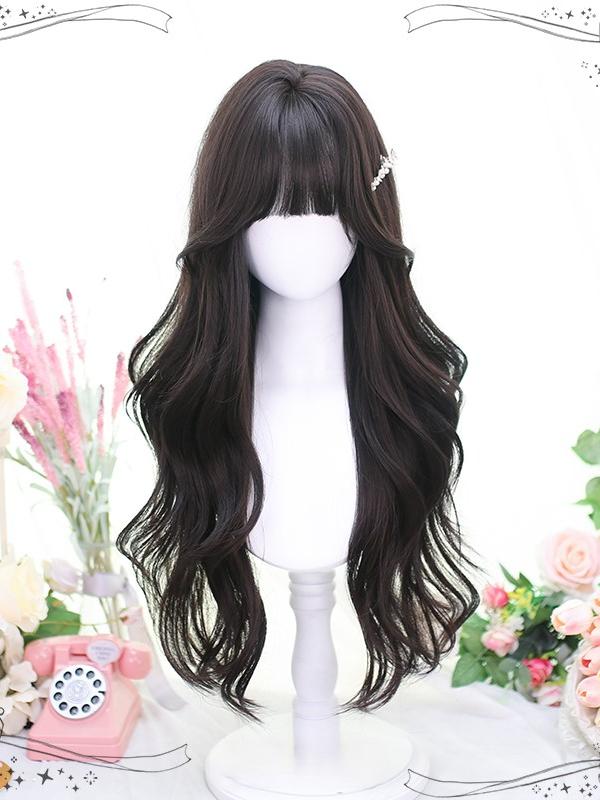 Black Wigs Wavy With Bangs Long