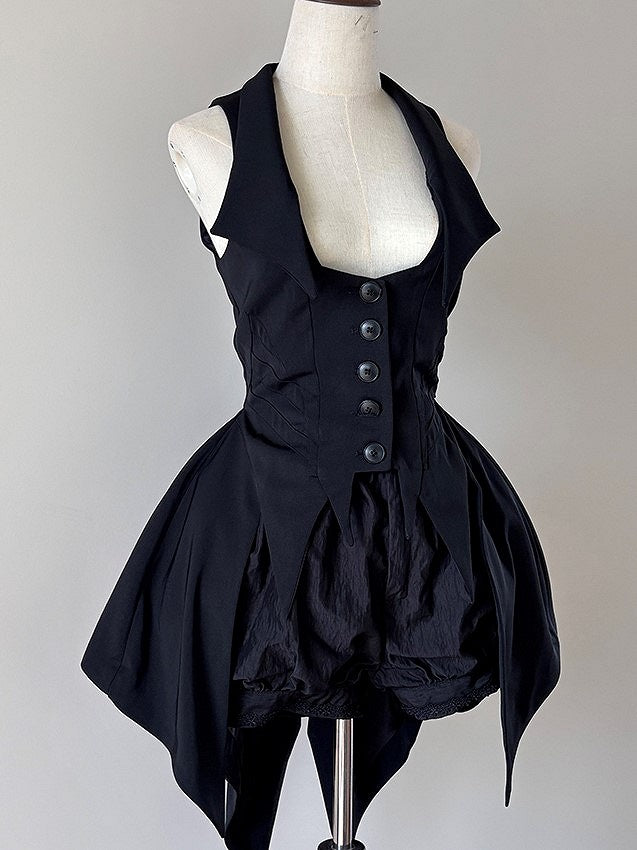 Lolita Waistcoat Split-Tail Gothic Ouji Black