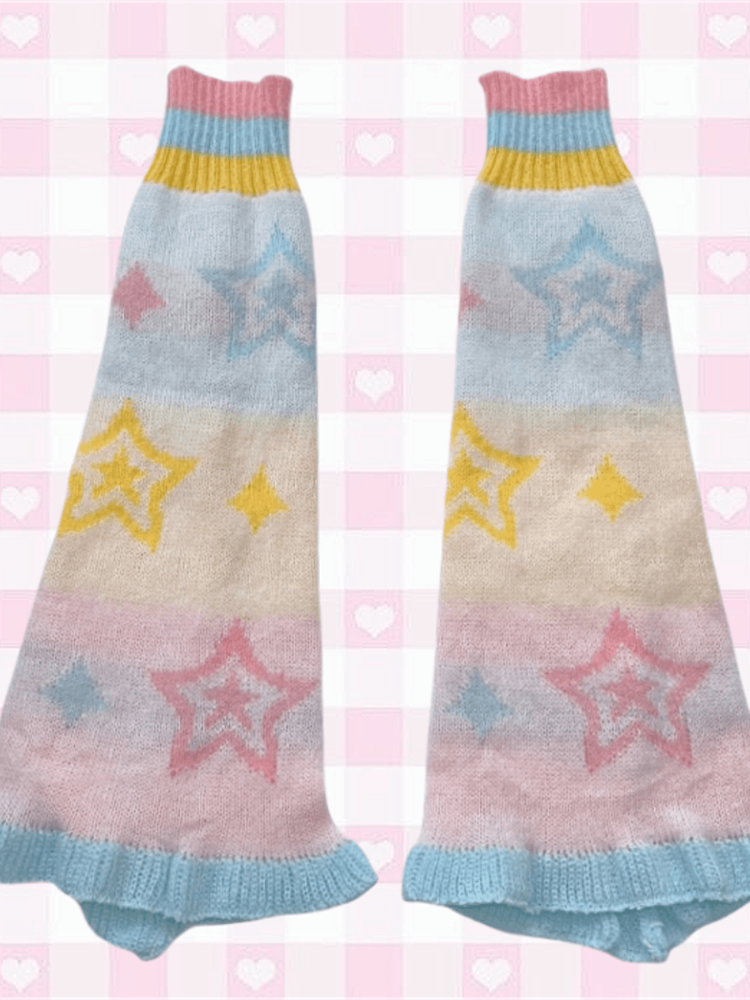 夢のような星柄ゆめかわいいニットレッグウォーマー