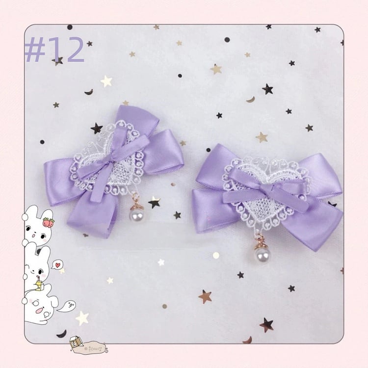 Heart Lace Colors Clips (Assorted Hair Pearl Satin