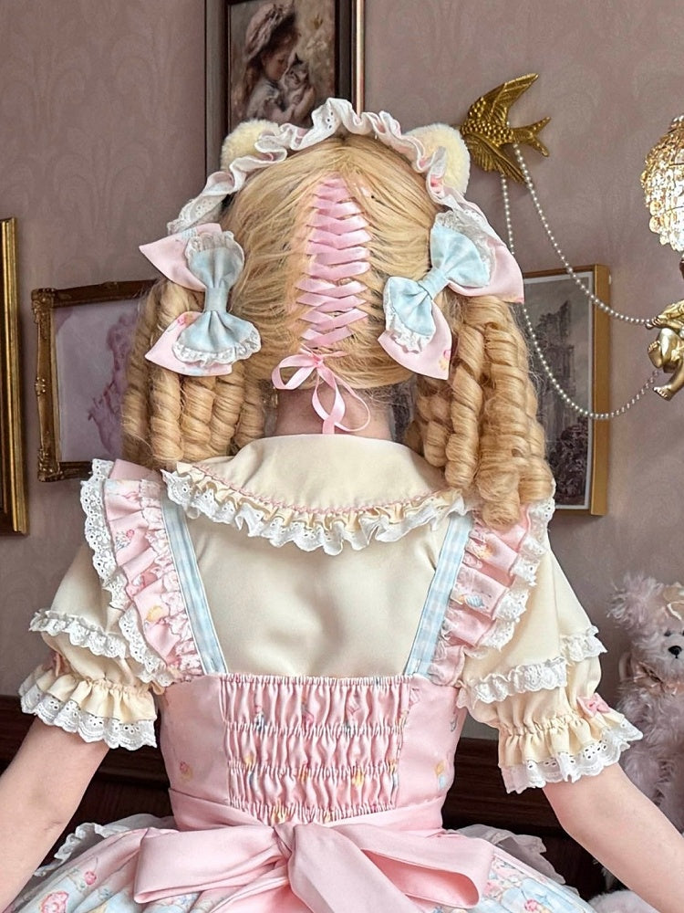 Lolita Bow Blue Pink Hairclips