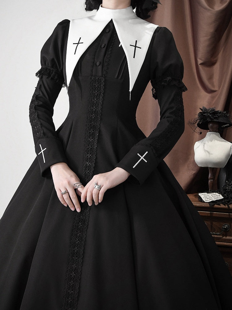 Nun Lolita White Collar Pointed Embroidery Cross