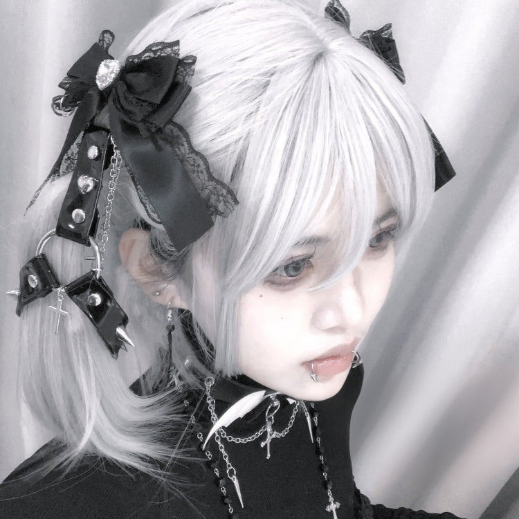 スタッド自来系ちょう結びパンクヘアクリップ