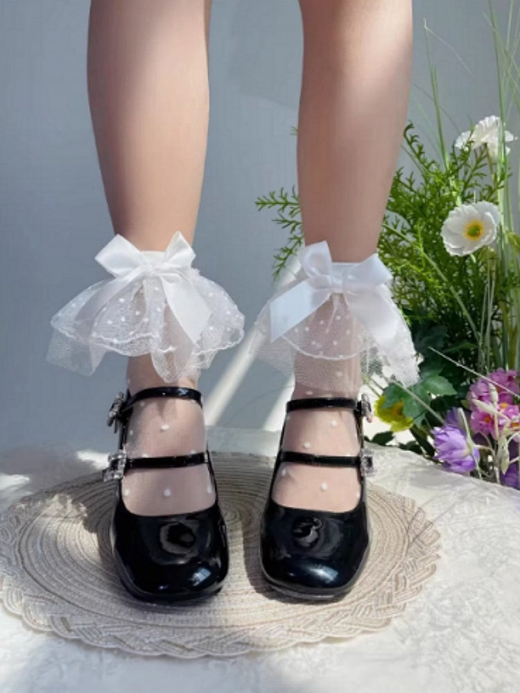 Socks Style 4-Color Dot Tulle Lolita Polka Ruffle