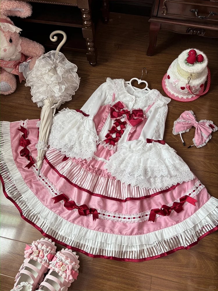 Pink Big Bow Lace Lolita KC Trim Sweet