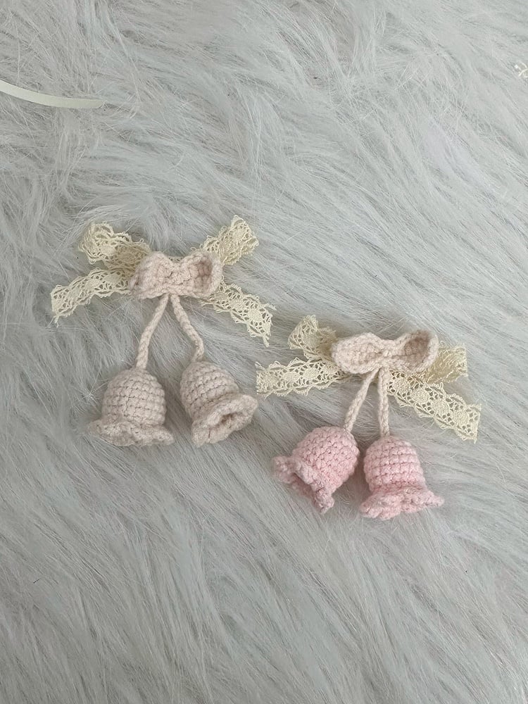 / Pink Brooch of Lolita the Beige Crocheted Lily Valley