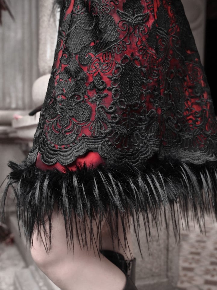 Rotes neues Kleid PU Big Bow Mieder Goth Vampir Spaghettiträger Kleid