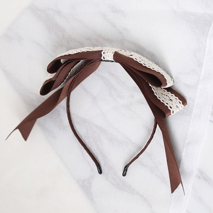 - Beige Cute Bowknot Brown Lace KC Lolita layer Multi and