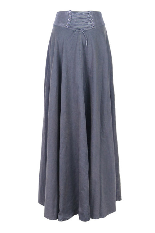 Black Torn Multi-Wear Leather Waistband Punk Rock Flowing Long Half Skirt