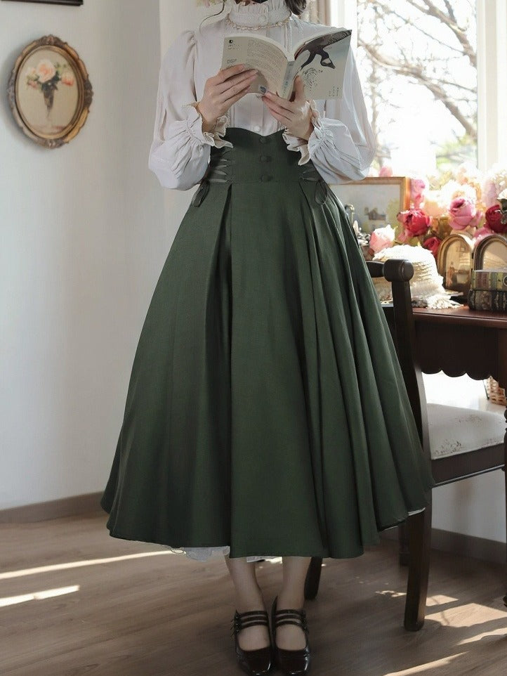 Classic High Waist Skirt with Strap Detail - Tiny Garden