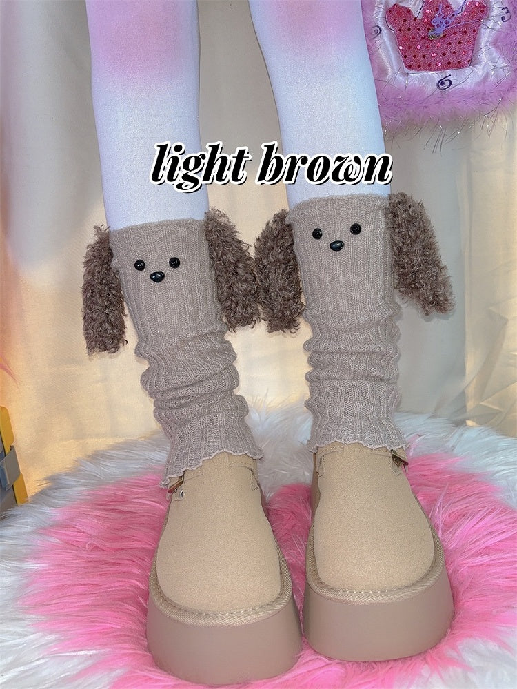 Puppy Ears Design Knitted Leg Warmers