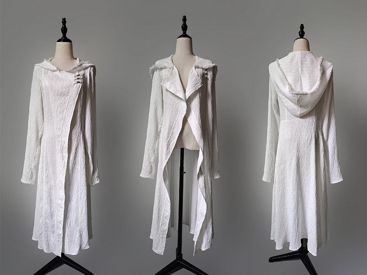 Hooded White Lolita Ouji Coat Gothic