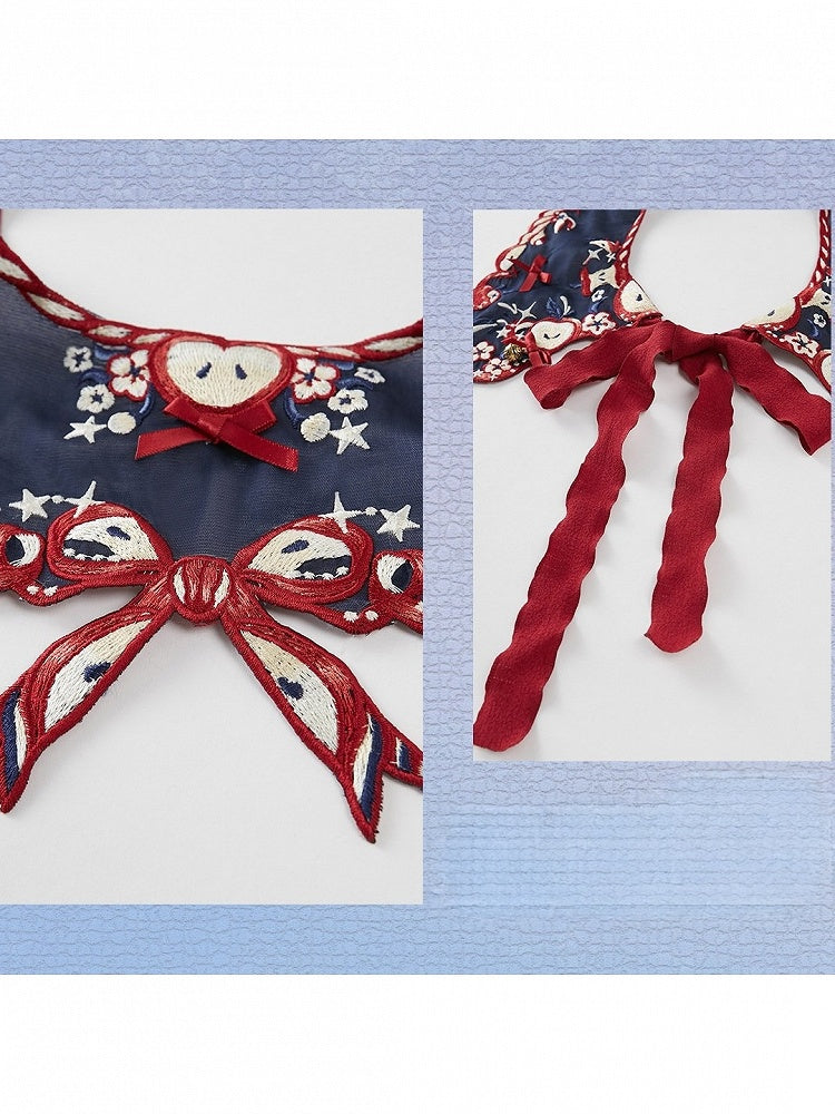 Chinese Style Apple Embroidery Outfit Set with Capelet - Zao Jing Ji