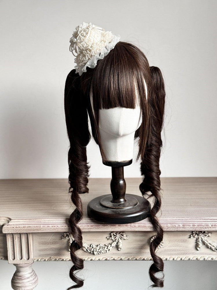 Trim Mini Lolita Hat Beads Lace Creamy with