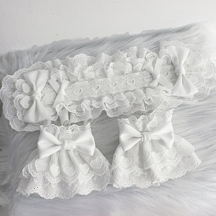 White Bowknot Decorated Wrist Cuffs