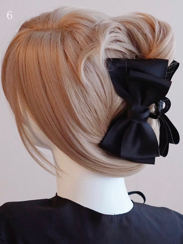 Details Options 6 Black Hairclips Bowknot