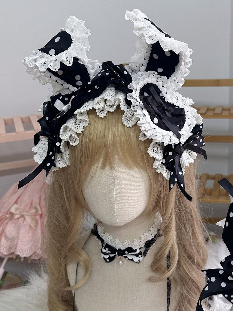 Options 2 Hairband Color Bow Trim Lace Bunny Ear