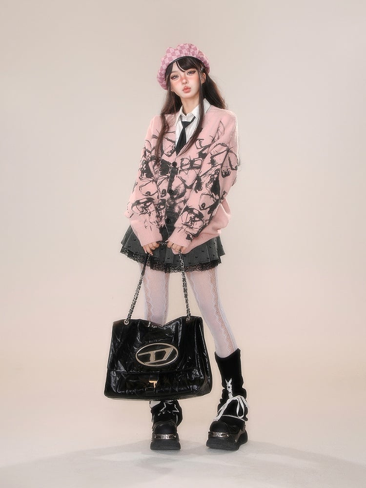 バタフライグラフィティVネックカーディガン